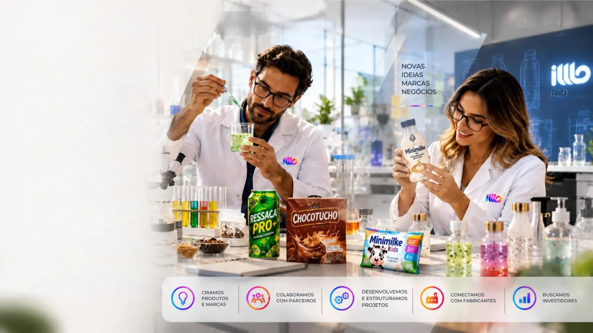 Equipe ILLLO desenvolvendo produtos em laboratório